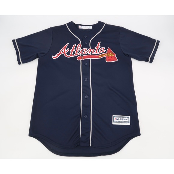 Atlanta Braves Chipper Jones Sewn‎ Baseball Jersey Medium Navy Majestic USA Made